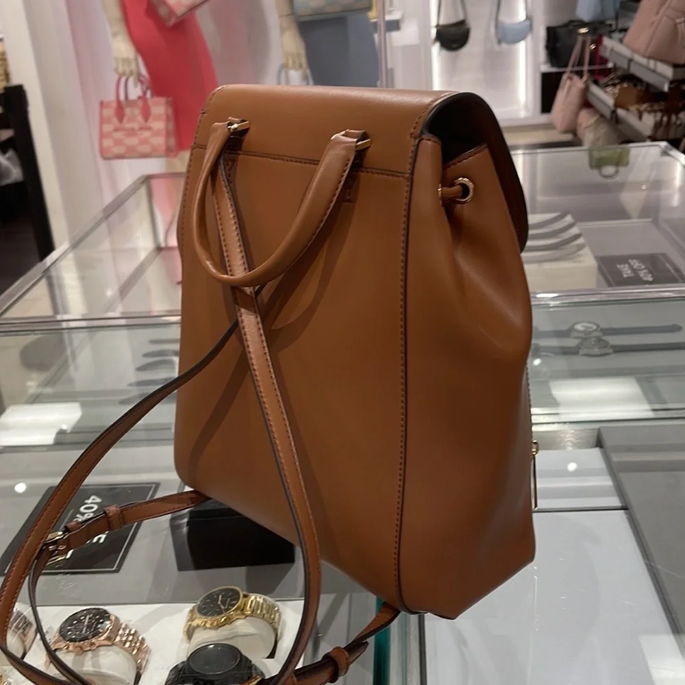 Michael Kors Phoebe 35F2G8PB2B Flap Drawstring Backpack Vanilla Signature